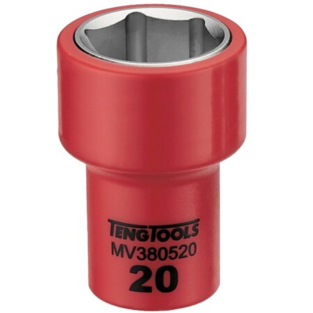 Teng Tools 3/8 Inch Drive 20MM Metric 6 Point 1000 Volt Shallow Insulated Socket MV380520